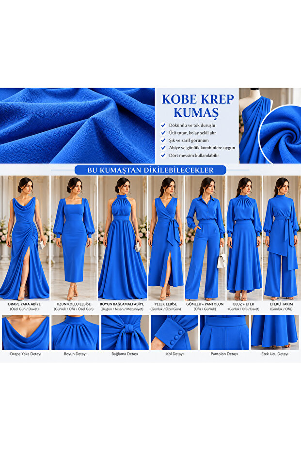 Kobe Crepe Fabric, Draped Form That Can Be Used in Evening Dresses, Pants, Jackets, Etc., for Designers (150 X 100 cm)