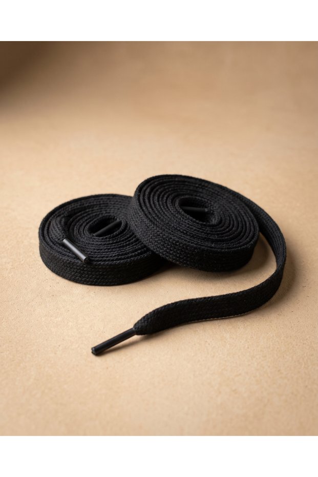 Black Color Flat Knitted Shoelaces Compatible with Sports Sneakers 120 cm
