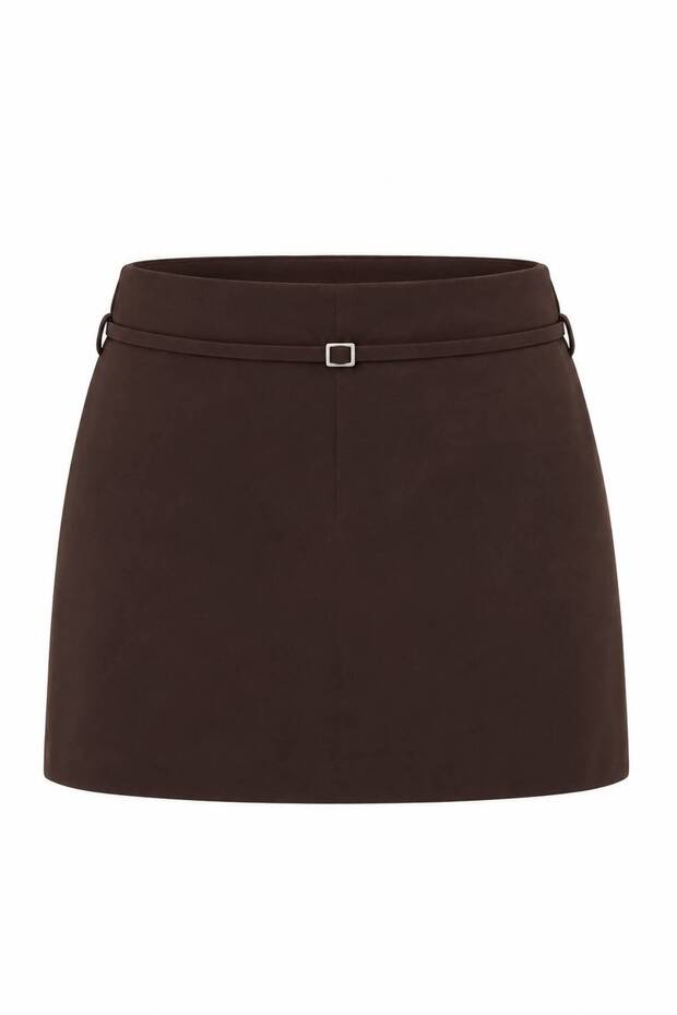 Belted Bitter Brown Shorts Skirt
