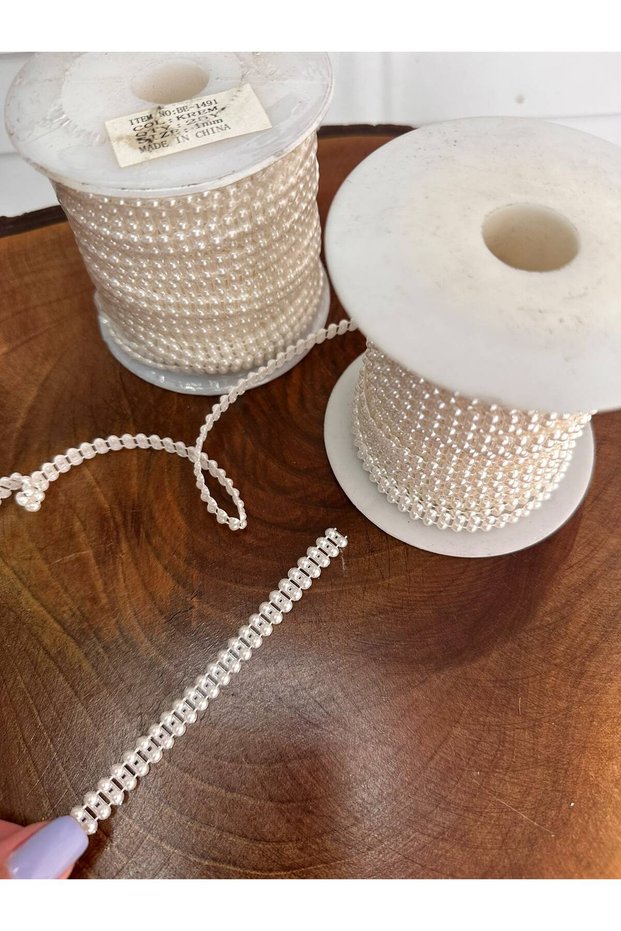Off-White Double Row Cut Pearl 1 mm 25 Meters Bead Accessory Strip Pearl / Half Pearl Beads