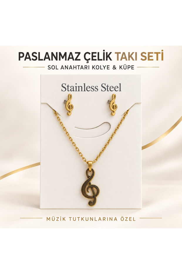 Stainless Steel Left Hand Wrench Pendant and Earring Set