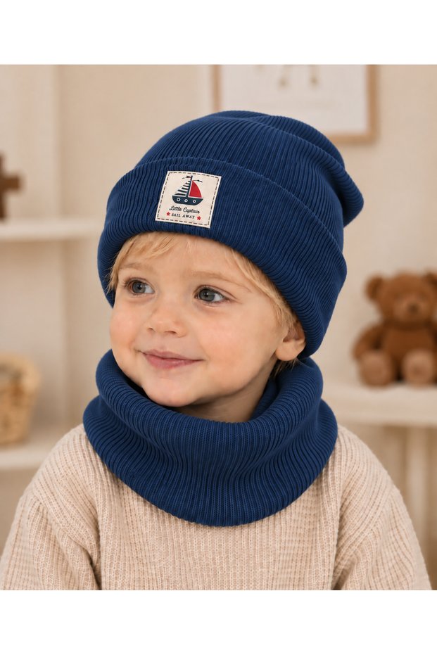 Ship Emblem Flexible Camisole Scarf Beret Set