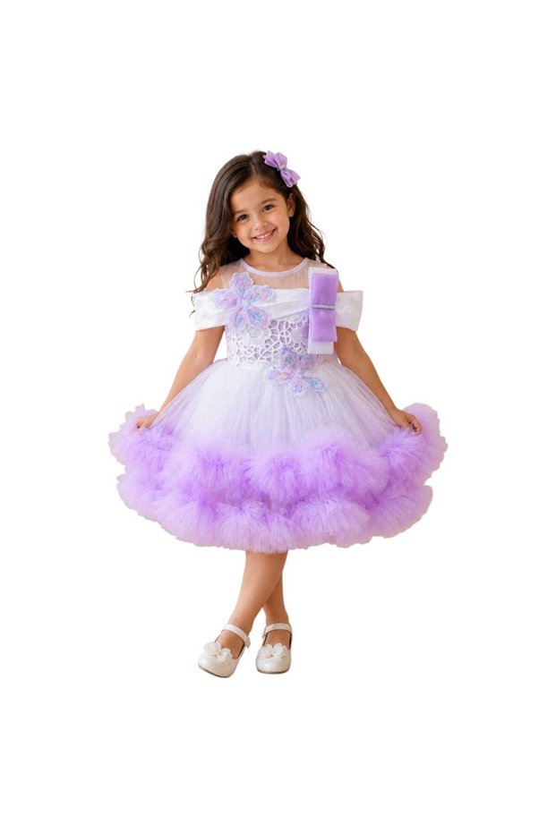 Princess Tutu Dress for Girls – First Birthday Dress, Second Birthday Outfit, Party Dress with Sequin Bodice and Bow Festival Eid Frock For Babies