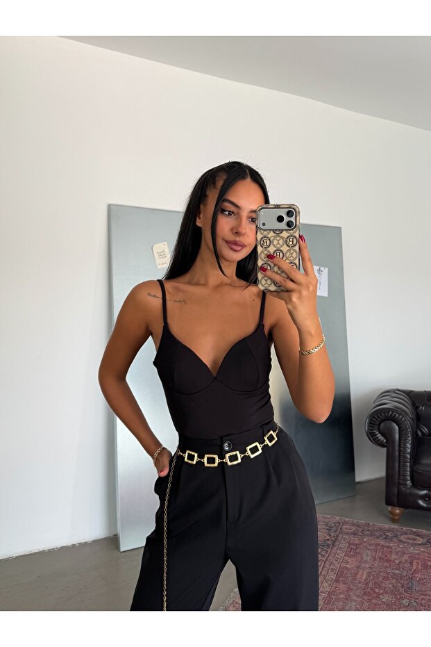 Strappy Cup Bustier - Black