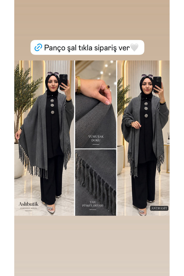 TRİKO KOLLU PANÇO ŞAL