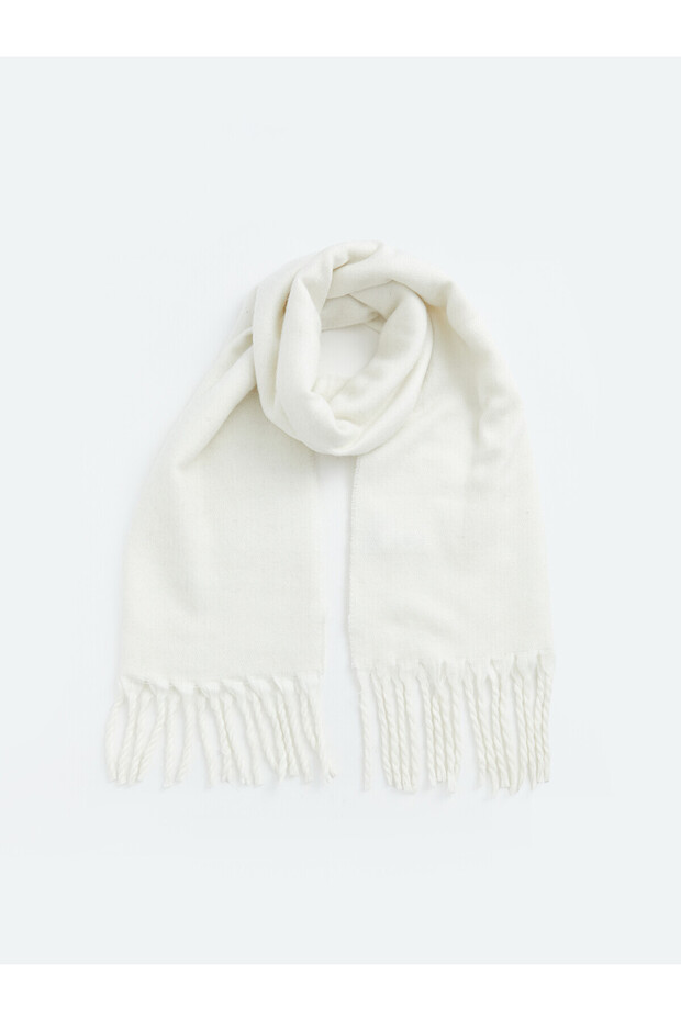 Alita City White Knitwear Plain Women's Scarf with a Difference