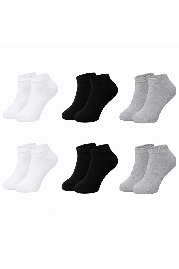 Women's Bamboo Booties Socks 6-Pack | Breathable Moisture-Wicking Soft, Black White Gray