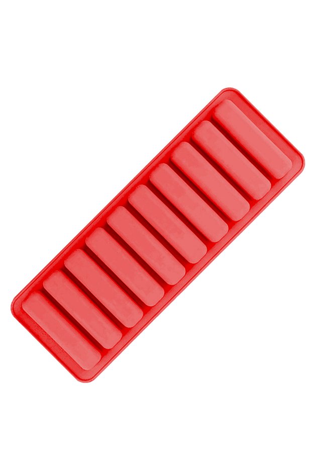 Red Long Strip Silicone Mold 10 Cavity Finger Shaped Chocolate Rectangular Cereal Chocolate Bar Cook