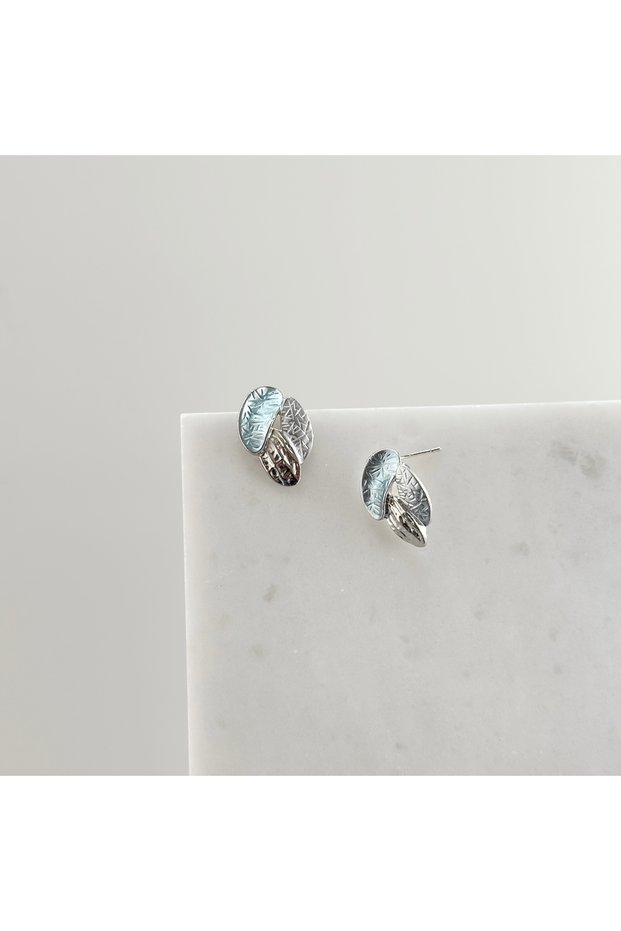 Gray Blue Enamel Earrings