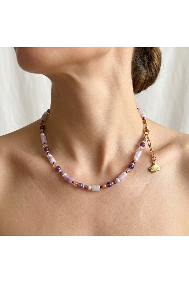 Amethyst Lilac Radiance Natural Stone Necklace