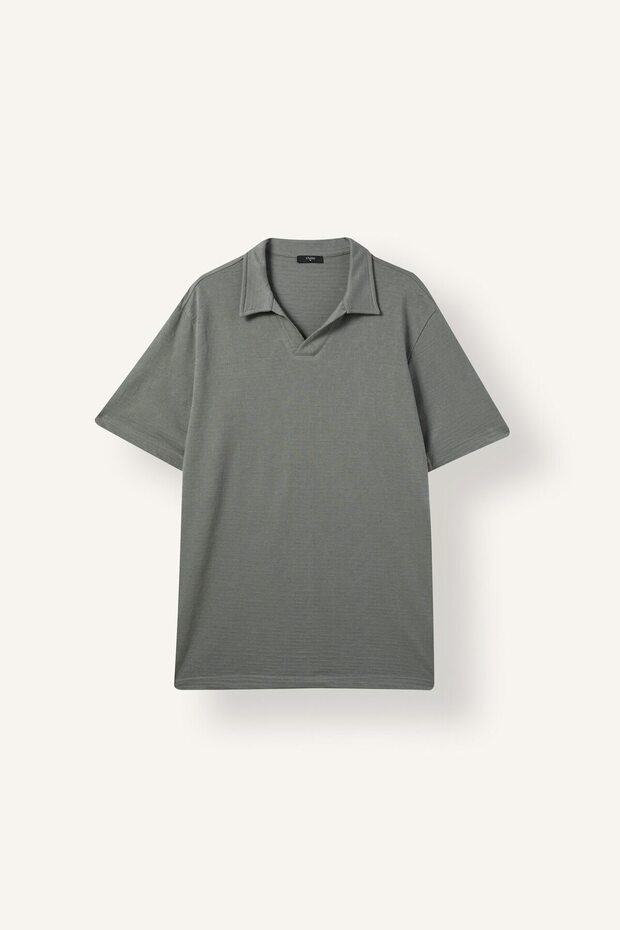 Regular Fit Short Sleeve Buttonless Basic Polo T-Shirt I4641Ax26Au
