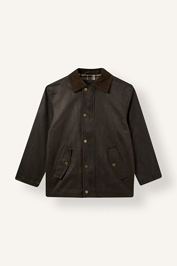 Polo Collar Snap Closure Cotton Lined Coat Boy's G9643A826Au