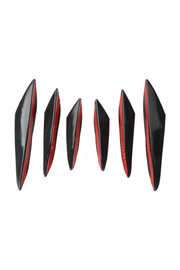 black 6pcs Universal Rubber Car Front Bumper Lip Protector Rear Diffuser Black Carbon Fiber Spoiler