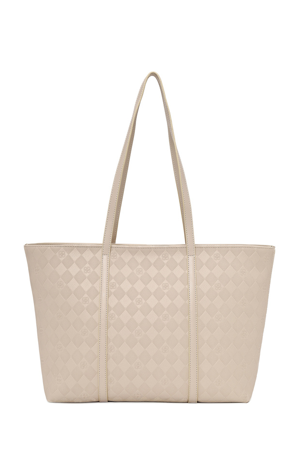 Women's Beige Printed Shoulder Bag Ab500008Sb