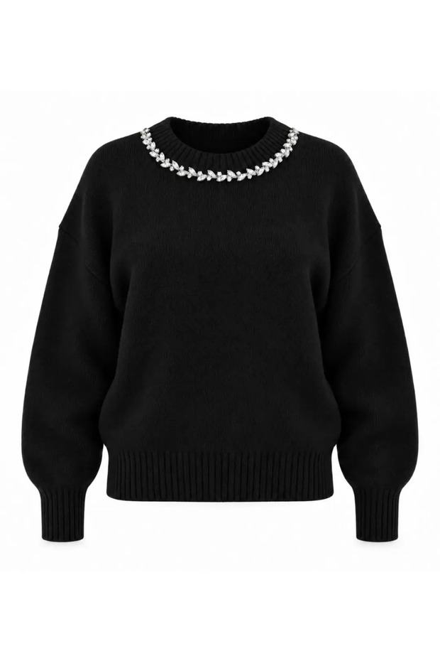 Angora Handcrafted Stone Embroidered Sweater