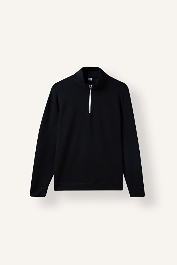 Standard Fit High Collar Half-Zip Basic Sweatshirt I0571Ax26Wn