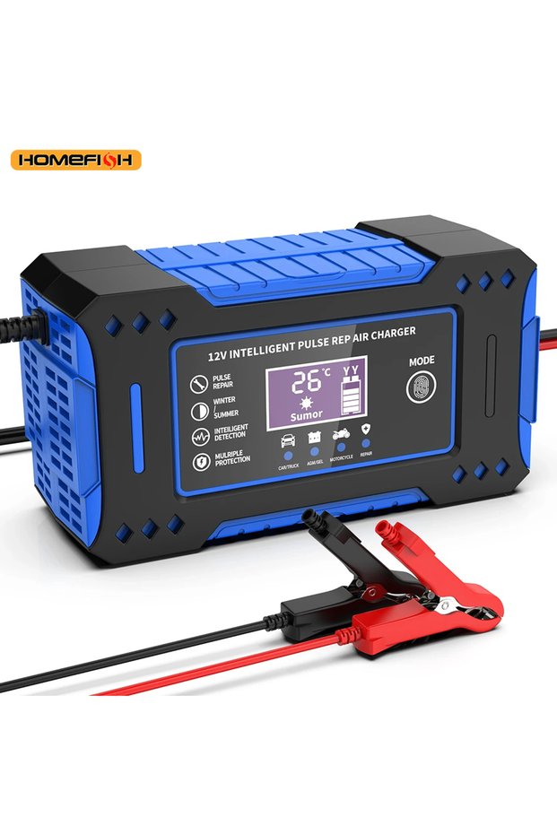 6A12V Charger Battery Repair LCD Display 6A 12V Intelligent Car Battery Charger Car and Motorcycle B