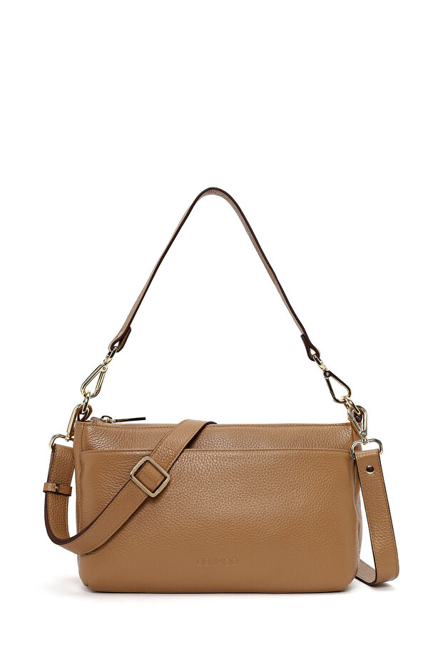 Women's Tan Long Strap Leather Handbag Ab540003Df