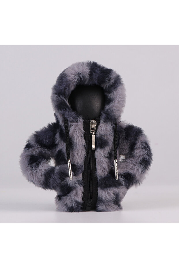 Zipper leopard gray Creative Gear Shift Knob Cover Hoodie for Car Gear Shift Lever Protection Agains