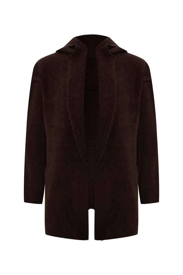 Men's Brown Oversize Hooded Cardigan