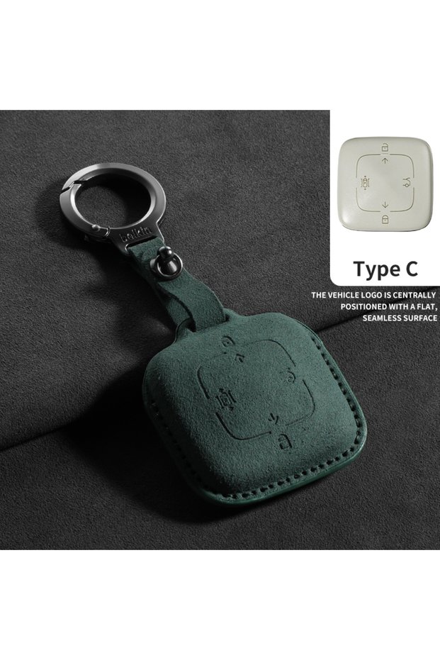 Green C1 Suede Car Flip Key Case Cover Fob For ZEEKR X 001 007 009 7X MIX Car Smart Remote Keychain