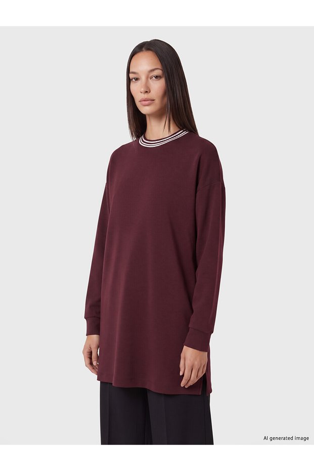 Seray New Season Mürdüm Soft Touch Women's Sweatshirt Tunic