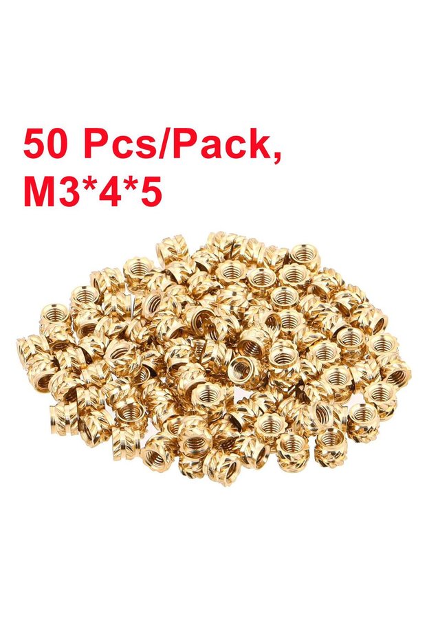 50 PCS 50/100 Pcs M3X4X5 Heat Insert Embedment Nut M3 Threaded Knurled Brass Screw Nuts 3D Printer V