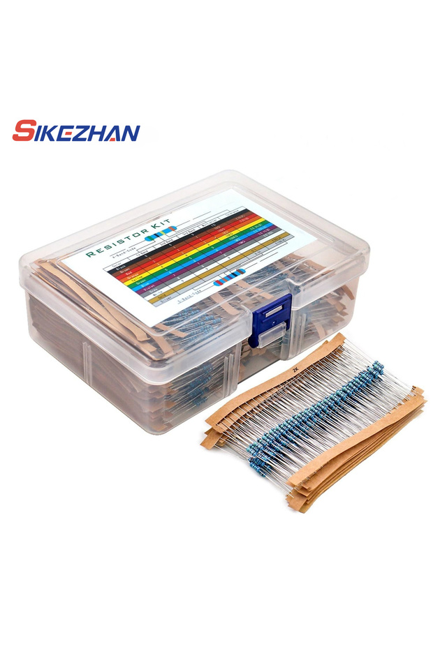 600PCS with box 600pcs 1% Resistor Set Resistance 1/4W Metal Film Resistors Kit 10Ohm ~1M Ohm 30Valu