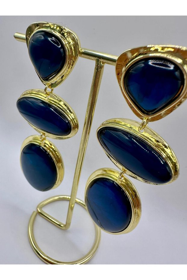 Hanging Navy Blue Brand Model Earrings