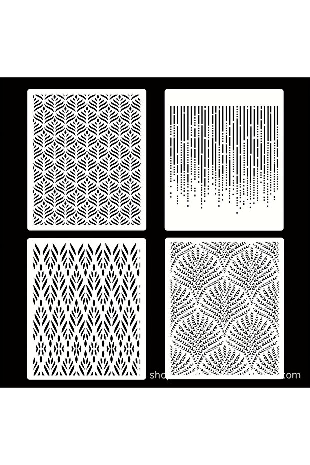 4pcs Cake Stencils Set - Floral Geometric Designs for Wedding Cake Decorating