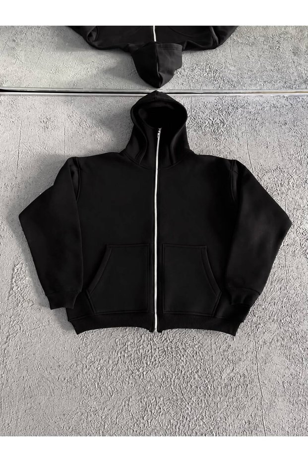 Black Unisex Oversize Full Zip Masked Gothic Hooded Hoodie Sweatshirt Black Unisex Oversize Full Zip Masked Gothic Hooded Hoodie Sweatshirt