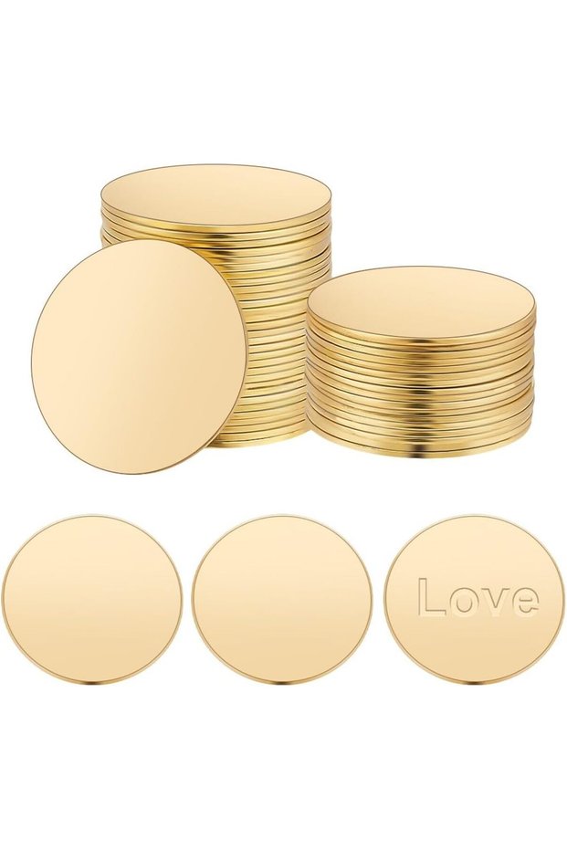 AECH05-13139 100pcs Metal Stamping Blanks Brass Round Plate 15mm Brass Discs Blank Brass Sheet Engra