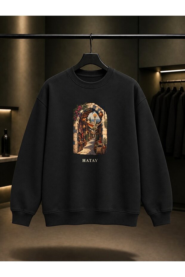 Hatay Uzun Çarşı Printed Unisex 100% Cotton Sweatshirt