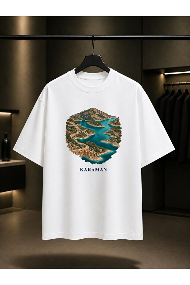 Karaman Ermenek Turquoise Printed Unisex 100% Cotton T-Shirt