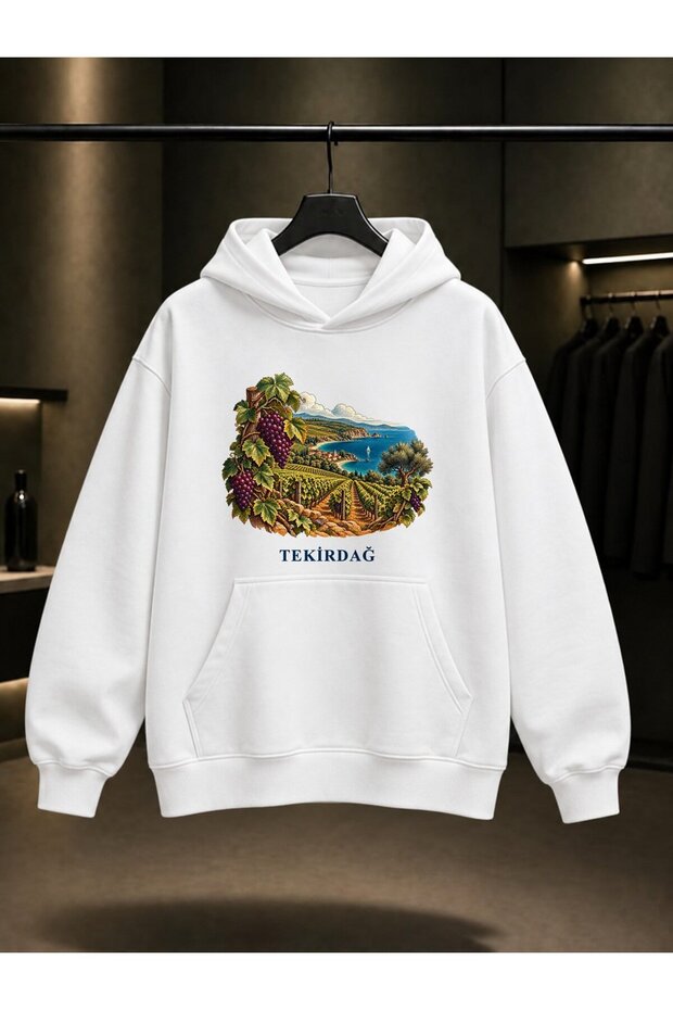 Tekirdağ Şarköy Bağları Printed Unisex 100% Cotton Hooded Sweatshirt