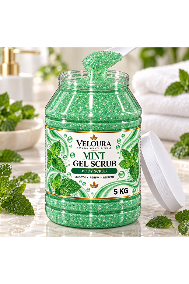 MINT GEL SCRUB 5KG – FRESH & REFRESHING EXFOLIATING BODY SCRUB FOR HANDS, FEET & BODY