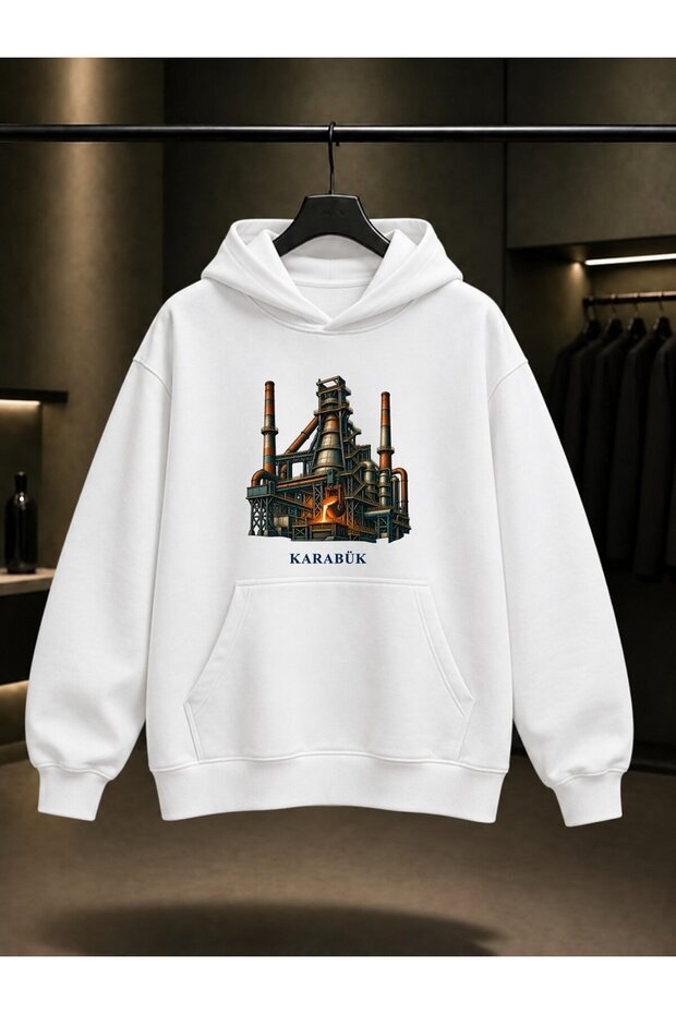 Karabük Iron Steel Printed Unisex 100% Cotton Hooded Sweatshirt