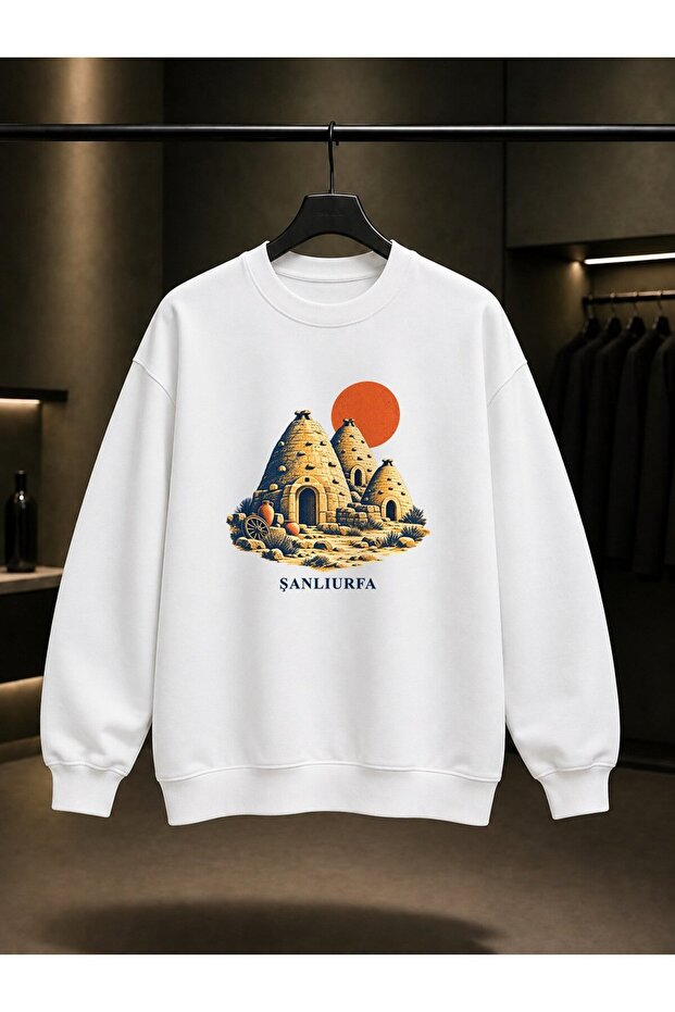Şanlıurfa Harran Houses Printed Unisex 100% Cotton Sweatshirt