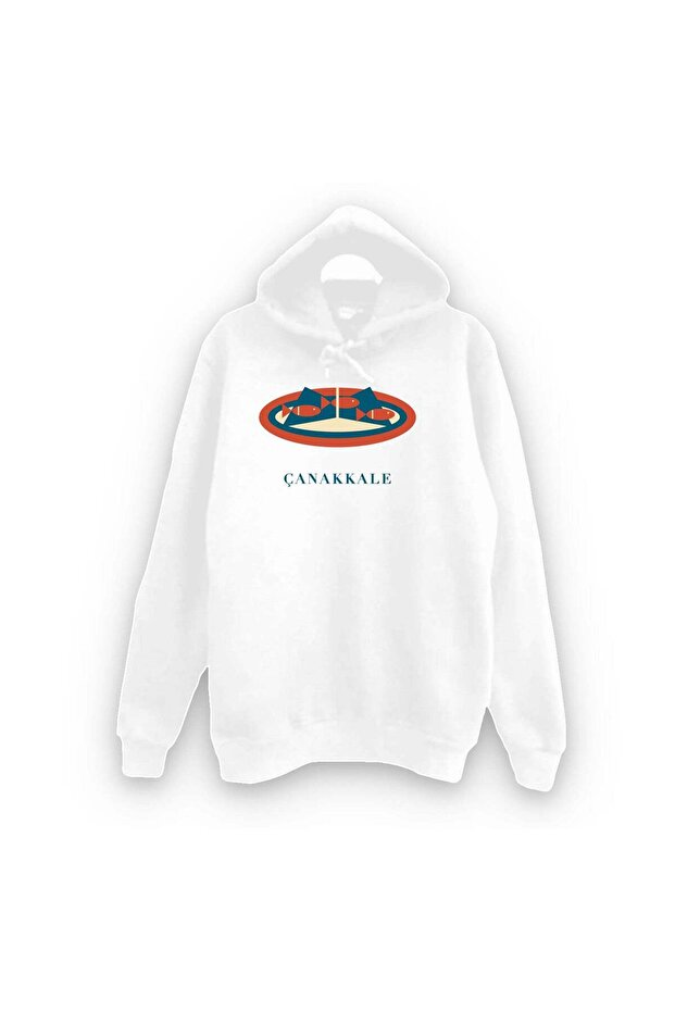 Sardine Printed on the Gallipoli Vine Leaf Unisex 100% Cotton Hooded Sweatshirt