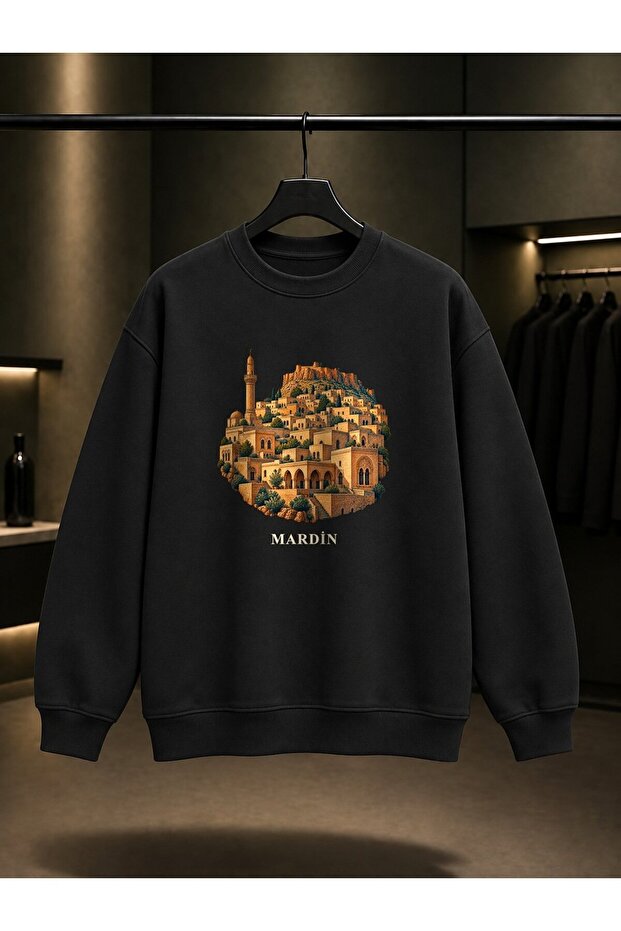 Mardin Old Printed Unisex 100% Cotton Sweatshirt
