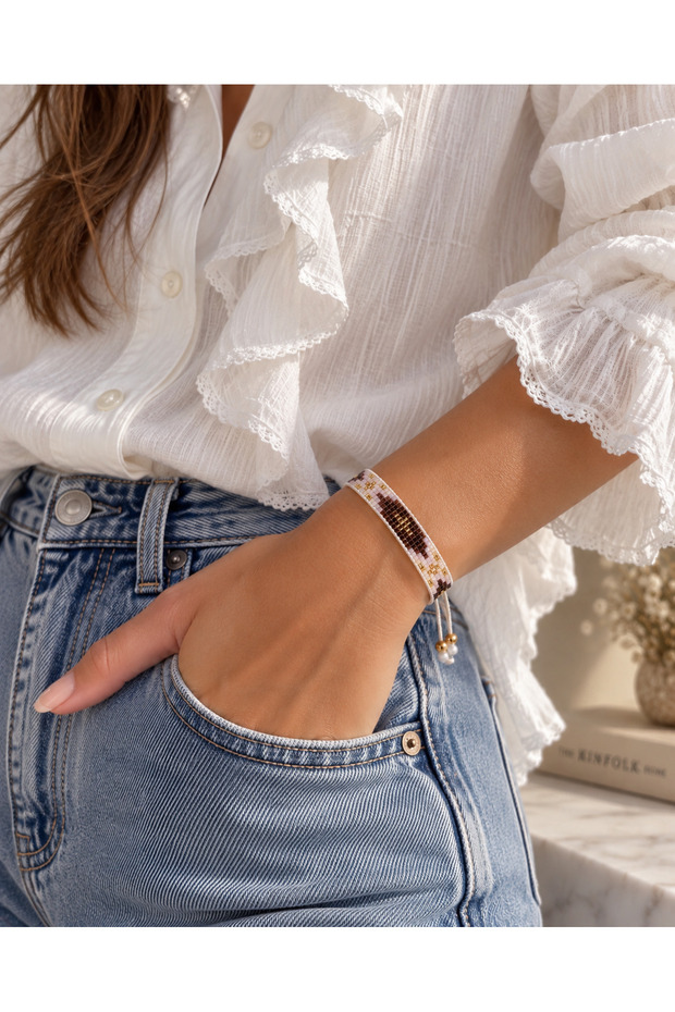 Brown Miyuki Adjustable String Bracelet