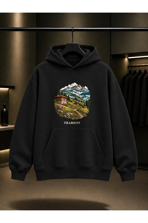 Trabzon Yayla Printed Unisex 100% Cotton Hooded Sweatshirt