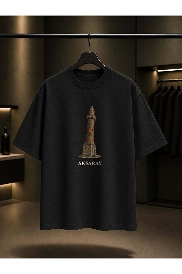 Aksaray Curve Minaret Printed Unisex 100% Cotton T-Shirt