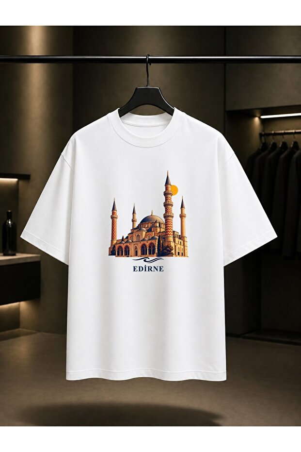 Edirne Üç Şerefeli Mosque Printed Unisex 100% Cotton T-Shirt