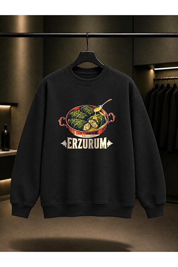 Erzurum Lor Filled Printed Unisex 100% Cotton Sweatshirt