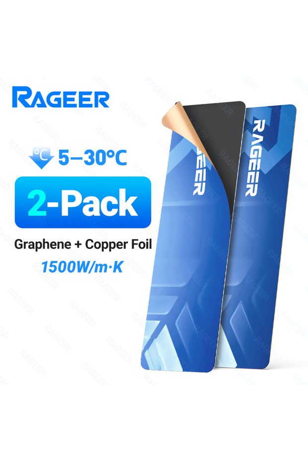 2-PC RAGEER M.2 2280 SSD Heatsink: Graphene + Copper with Thermal Pad for High-Performance NVMe/SATA