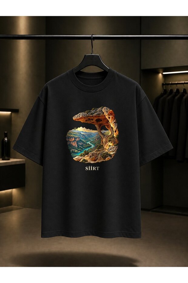 Siirt Perforated Stone Printed Unisex 100% Cotton T-Shirt