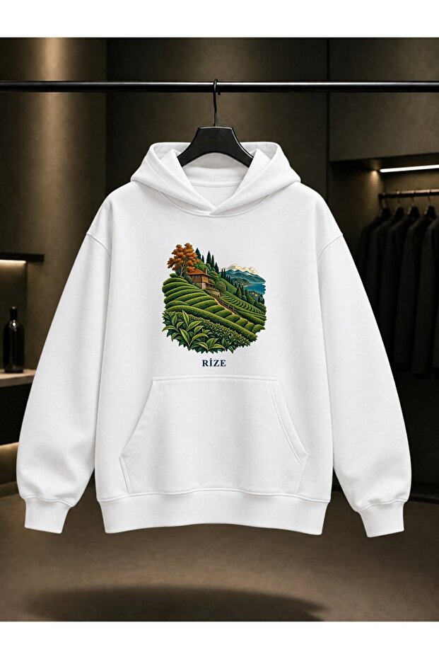 Rize Tea Gardens Printed Unisex 100% Cotton Hooded Sweatshirt