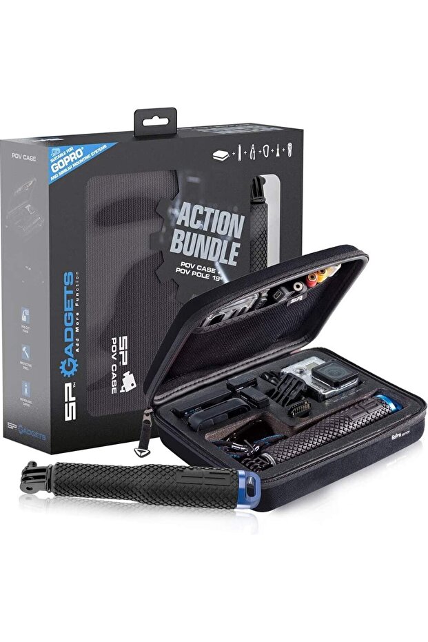 SP Gadgets Action Bundle - POV case and POV Pole 19 for action cameras - Black