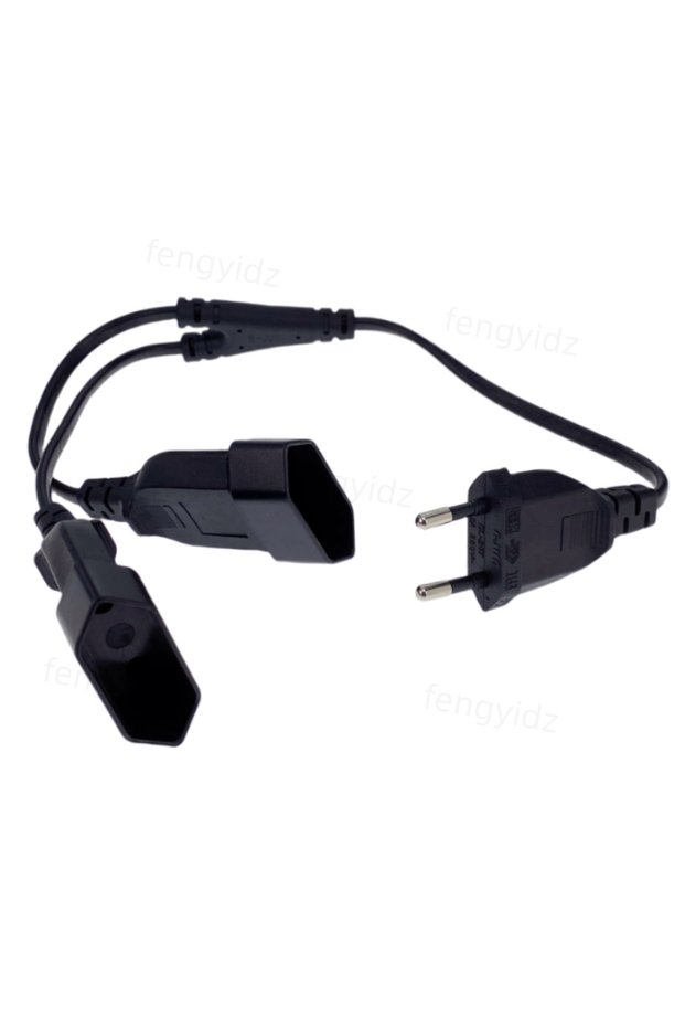 CEE7/16 EU 2 Prong Male to Female Dual Output,2 Ways Outlet Extension Cord European M/F Power Splitt